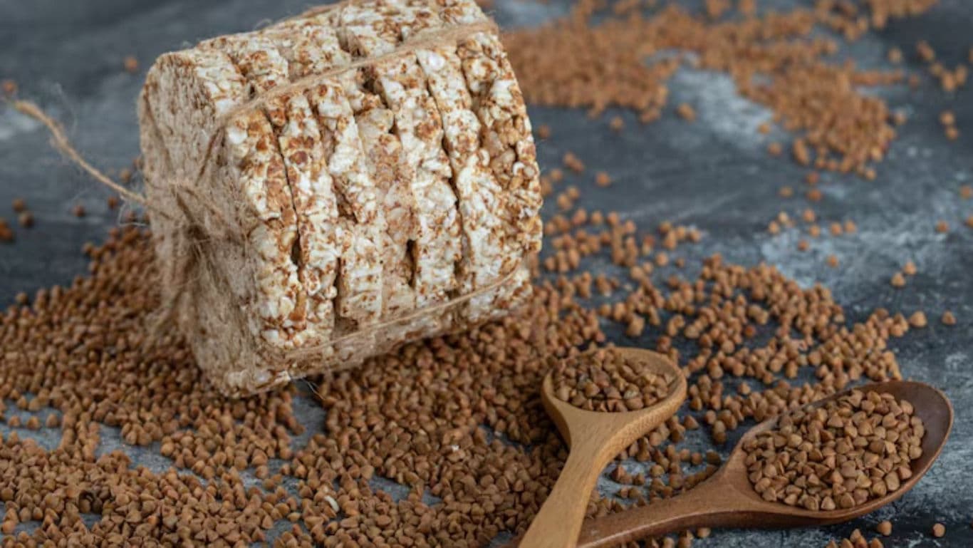 Crispbread Stack with Buckwheat and Wooden Spoons