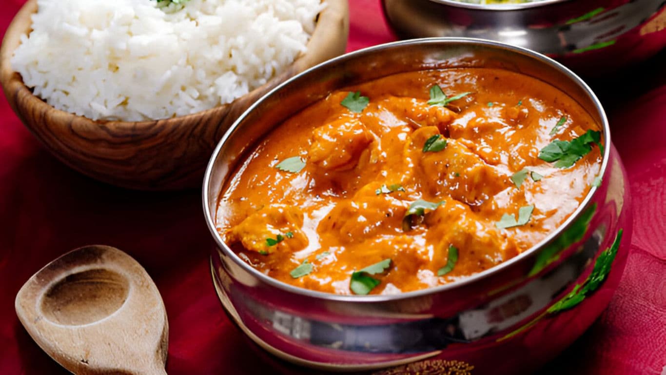 Traditional Indian Butter Chicken with Steamed Rice