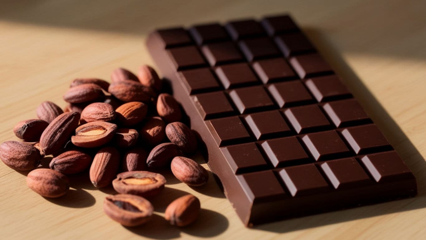 Dark chocolate bar with whole almonds