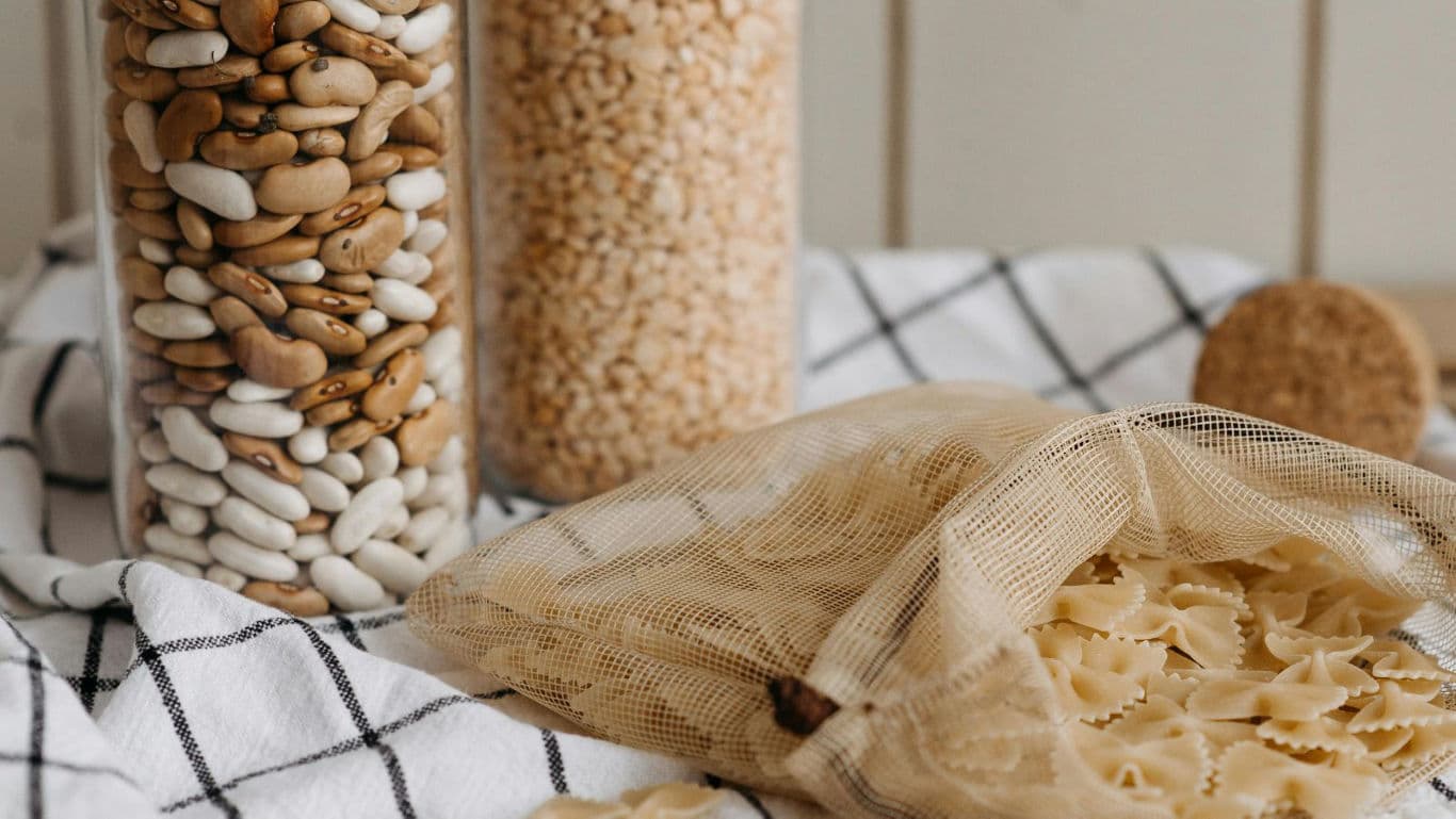Dried Beans and Pasta in Kitchen Storage