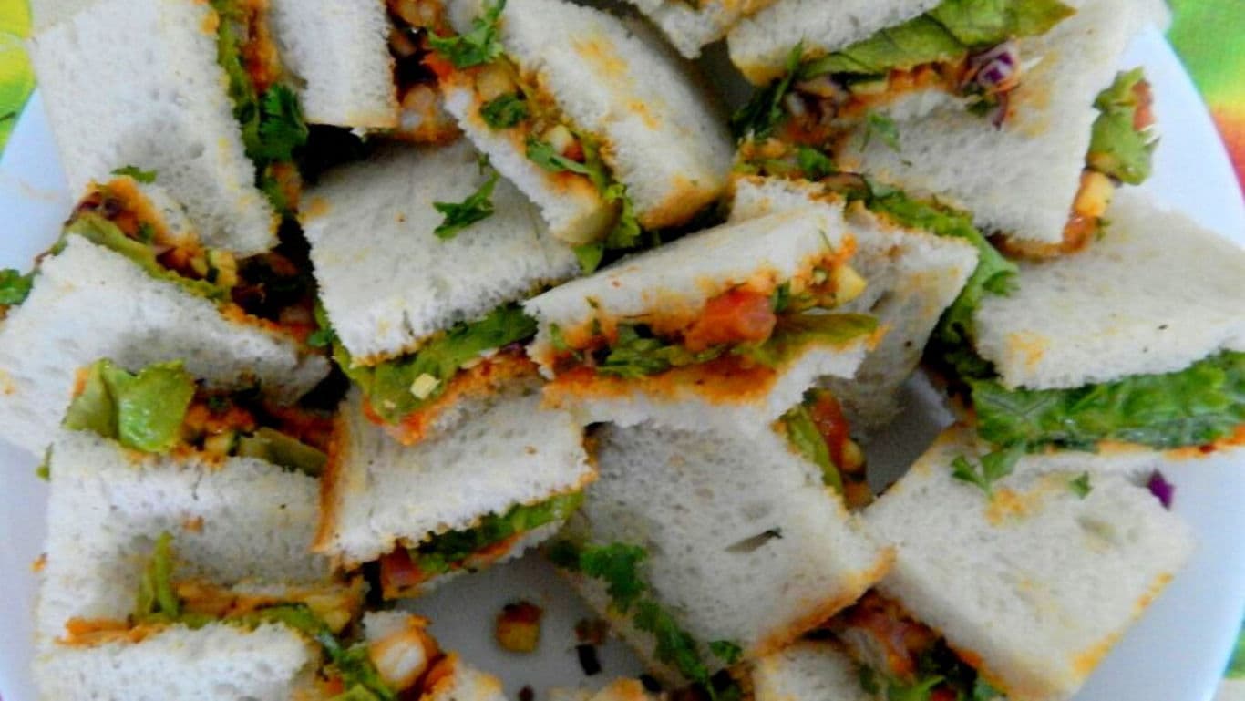 Vegetable Sandwiches on White Plate