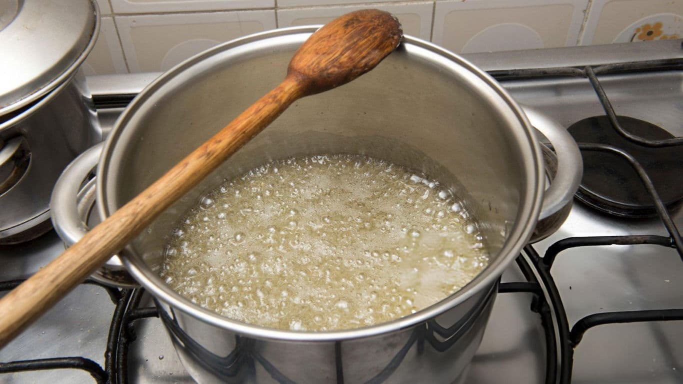Boiling Liquid in Stainless Steel Pot