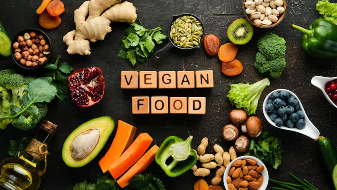 Assorted vegan food with fresh ingredients
