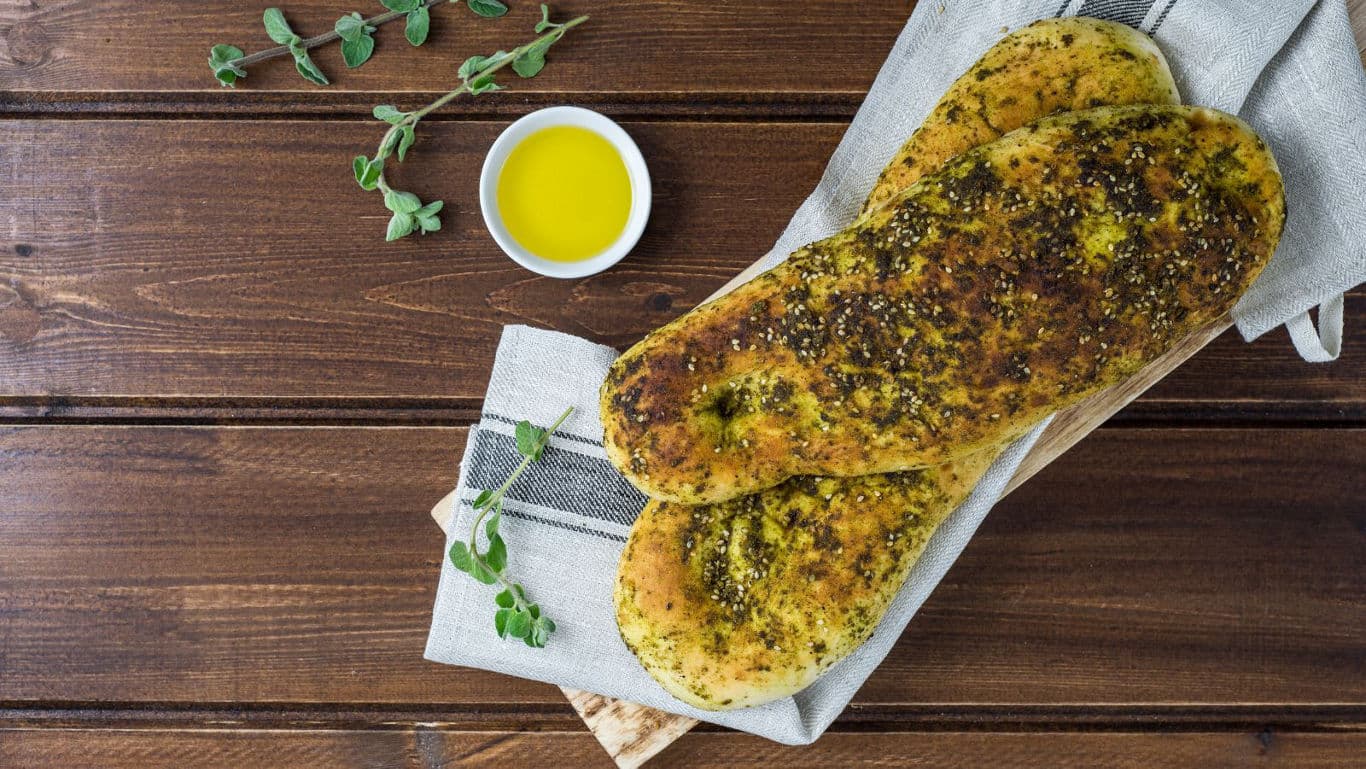 Herb Focaccia Bread with Olive Oil Dip
