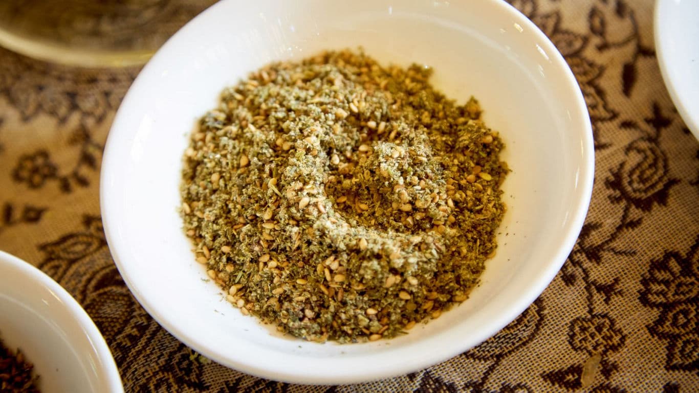 Bowl of mixed ground spices on table